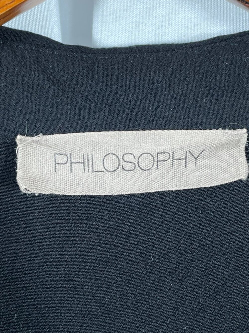 Philosophy Black Button Front Maxi Shirt Dress Long Sleeve Minimal Small 4/6 - Picture 6 of 11
